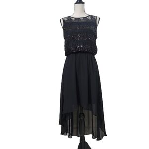 Bisou Bisou, Size 8 Sequin, Lace High Low Hem Cocktail Dress, Gently Used Cond.